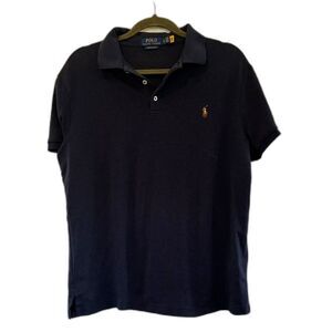 Polo Ralph Lauren Custom Slim Fit Polo Shirt Mens L Navy Pony Logo Cotton